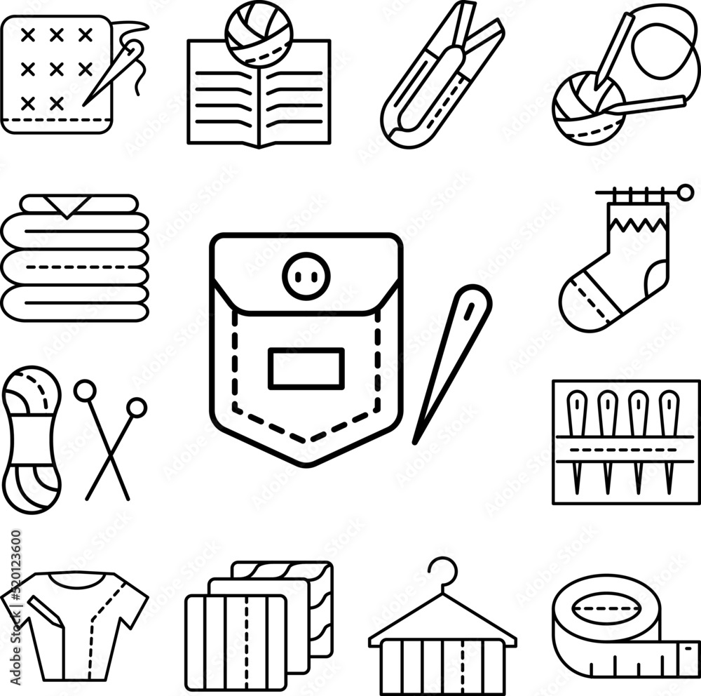 Fototapeta premium Needle, pocket icon in a collection with other items