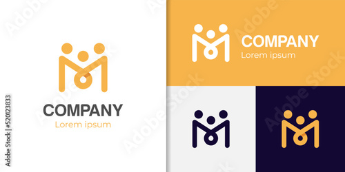 people Family teamwork networking modern logo, emblem sign symbol logotype