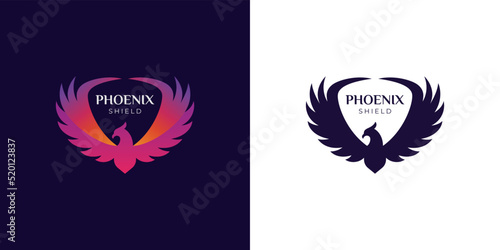 awesome flying phoenix gradient logo vector illustration two version