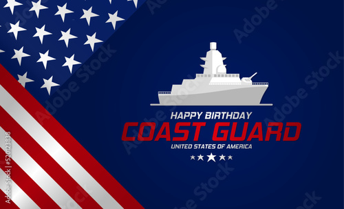 Happy birthday United States Coast Guard theme vector illustration. Suitable for Poster, Banners, background and greeting card. 