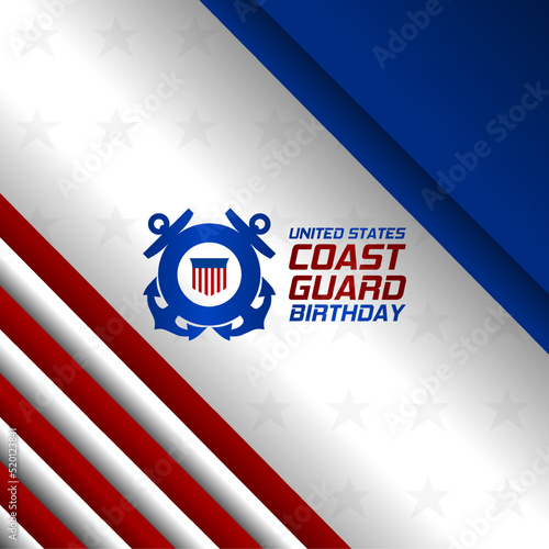Happy birthday United States Coast Guard theme vector illustration. Suitable for Poster, Banners, background and greeting card. 