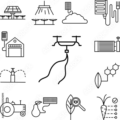 smart farm, drone icon in a collection with other items