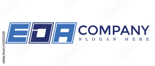 EDA three Letter Rounded rectangle boxes shape element symbol digital initial technology Media business  logo design, Vector Template