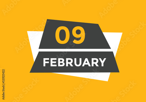 February 09 calendar reminder. 09th February daily calendar icon template. Vector illustration 
