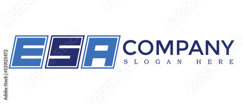 ESA three Letter Rounded rectangle boxes shape element symbol digital initial technology Media business  logo design, Vector Template