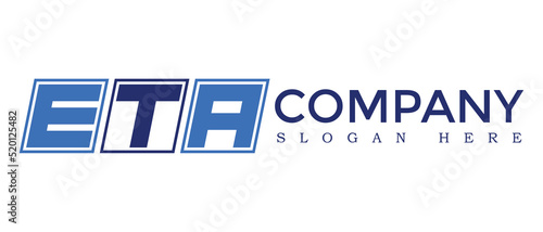 ETA three Letter Rounded rectangle boxes shape element symbol digital initial technology Media business  logo design, Vector Template
