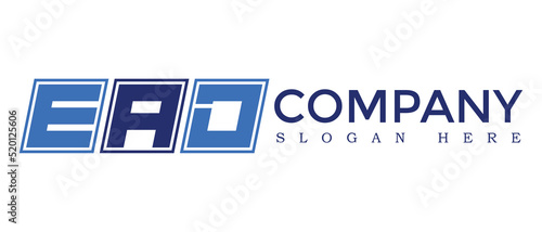EAD three Letter Rounded rectangle boxes shape element symbol digital initial technology Media business  logo design, Vector Template