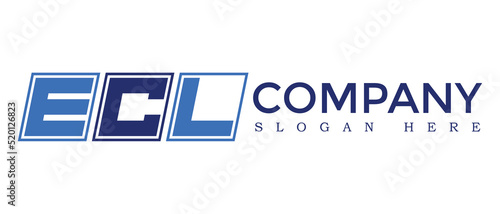 ECL three Letter Rounded rectangle boxes shape element symbol digital initial technology Media business  logo design, Vector Template