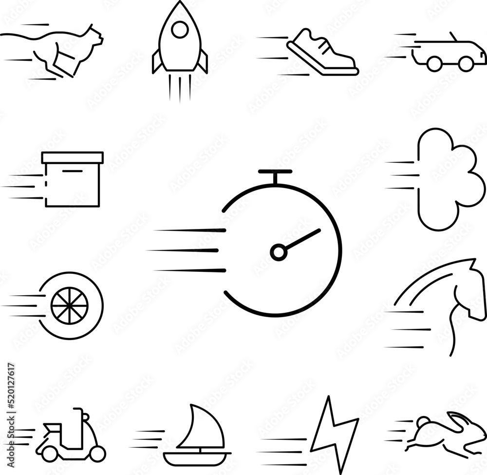 chronometer icon in a collection with other items chronometer icon in a collection with other items
