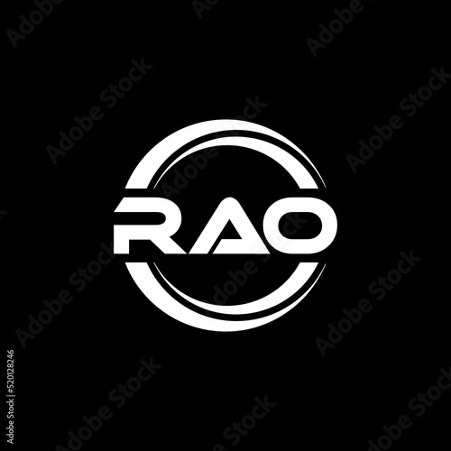 RAO letter logo design with black background in illustrator, vector logo modern alphabet font overlap style. calligraphy designs for logo, Poster, Invitation, etc.