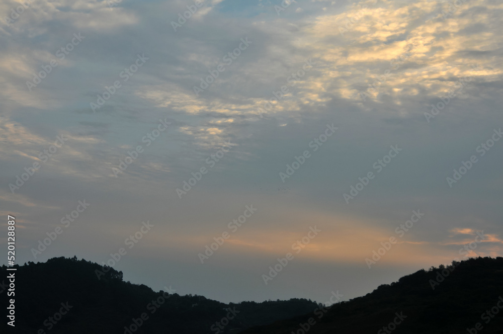 Fototapeta premium Dramatic panorama sky after sunrise