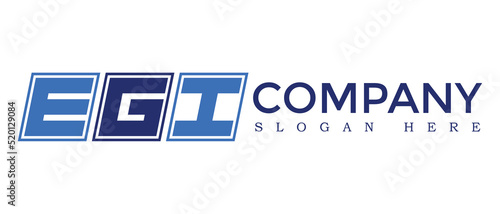 EGI three Letter Rounded rectangle boxes shape element symbol digital initial technology Media business  logo design, Vector Template