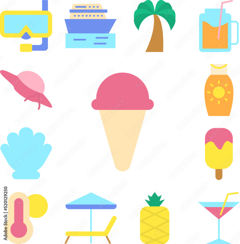 Ice cream, eat icon in a collection with other items