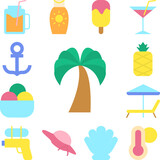 Palm, tree icon in a collection with other items