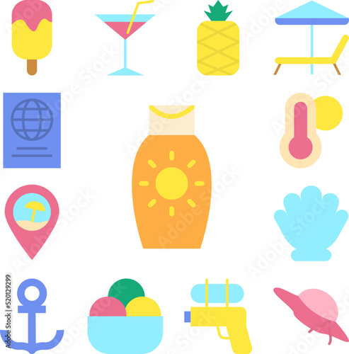 Sunscreen, cream icon in a collection with other items