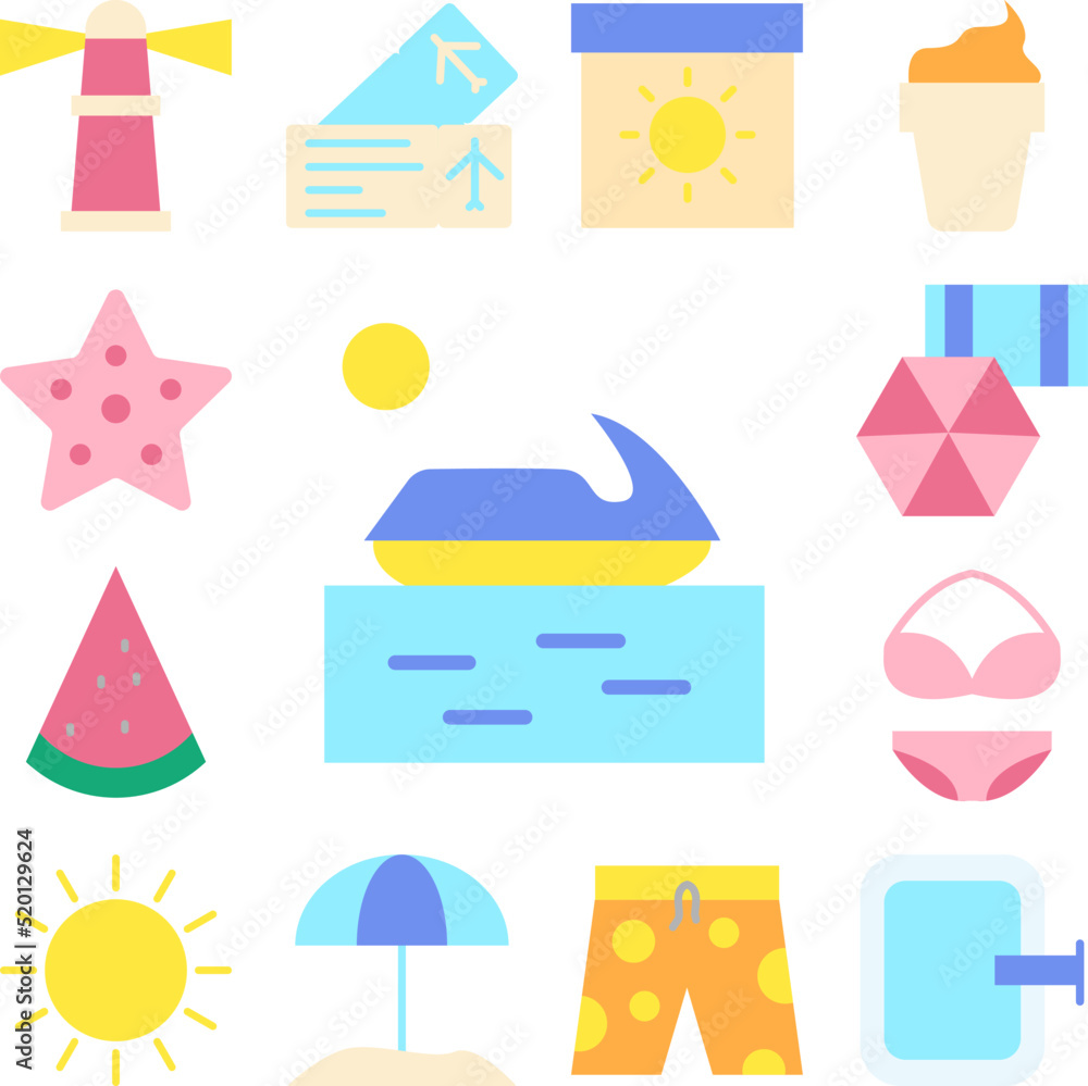 Fototapeta premium Jet ski, sea, sun icon in a collection with other items