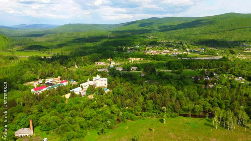 The old sanatorium is located in a mountainous area with a dense forest. Urban-type settlement Kuldur. Hydrotherapy with natural mineral hot water. Sources of natural origin. The old sanatorium is located in a mountainous area with a dense forest. Urban-type settlement Kuldur. Hydrotherapy with natural mineral hot water. Sources of natural origin.