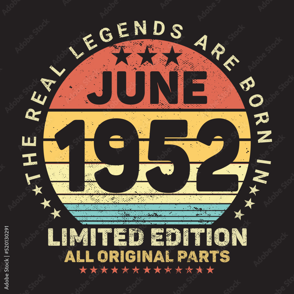 The Real Legends Are Born In June 1952, Birthday gifts for women or men, Vintage birthday shirts for wives or husbands, anniversary T-shirts for sisters or brother The Real Legends Are Born In June 1952, Birthday gifts for women or men, Vintage birthday shirts for wives or husbands, anniversary T-shirts for sisters or brother