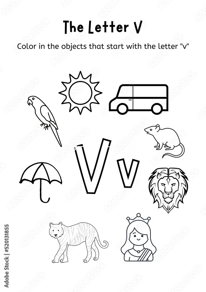 Fototapeta premium A to Z Alphabets and the Similar Picture Coloring Book for the preschool kids template, kids homework books, and practice material.