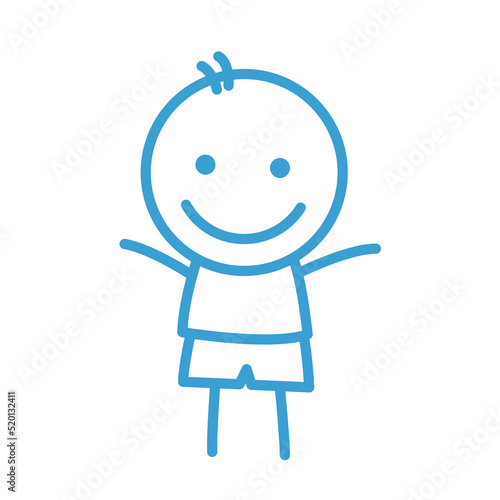 little boy doodle logo icon vector illustration