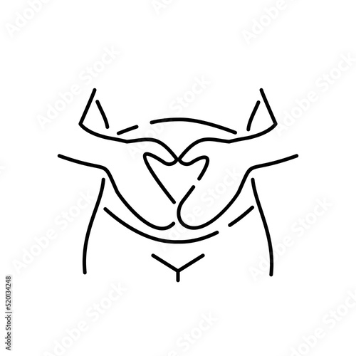 Pregnancy care linear icon. Prenatal period. Motherhood, parenthood. Expecting baby. Medical procedure. Thin line illustration. Contour symbol. Vector isolated outline drawing. Editable stroke