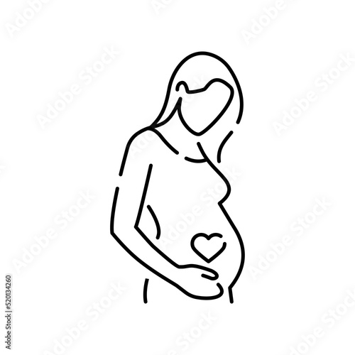 Pregnancy care linear icon. Prenatal period. Motherhood, parenthood. Expecting baby. Medical procedure. Thin line illustration. Contour symbol. Vector isolated outline drawing. Editable stroke
