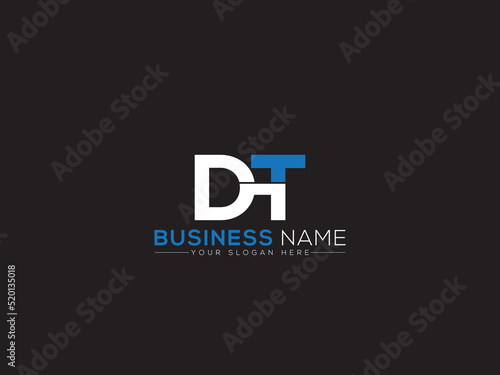 Simple DT Logo Letter Vector Icon, Letter Dt d t Logo Image Design with Blue and White Color Business Symbol