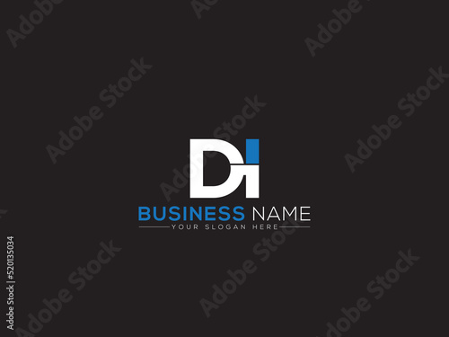 Simple DI Logo Letter Vector Icon, Letter Di d i Logo Image Design with Blue and White Color Business Symbol