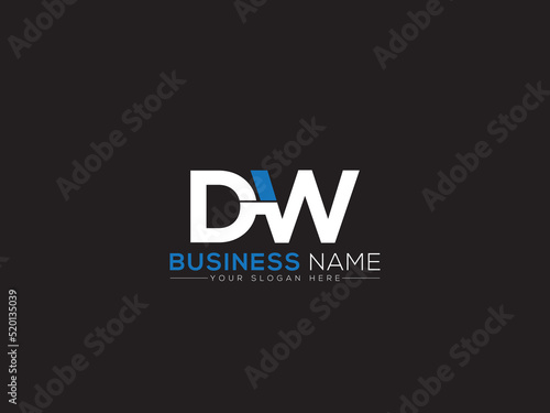 Simple DW Logo Letter Vector Icon, Letter Dw d w Logo Image Design with Blue and White Color Business Symbol
