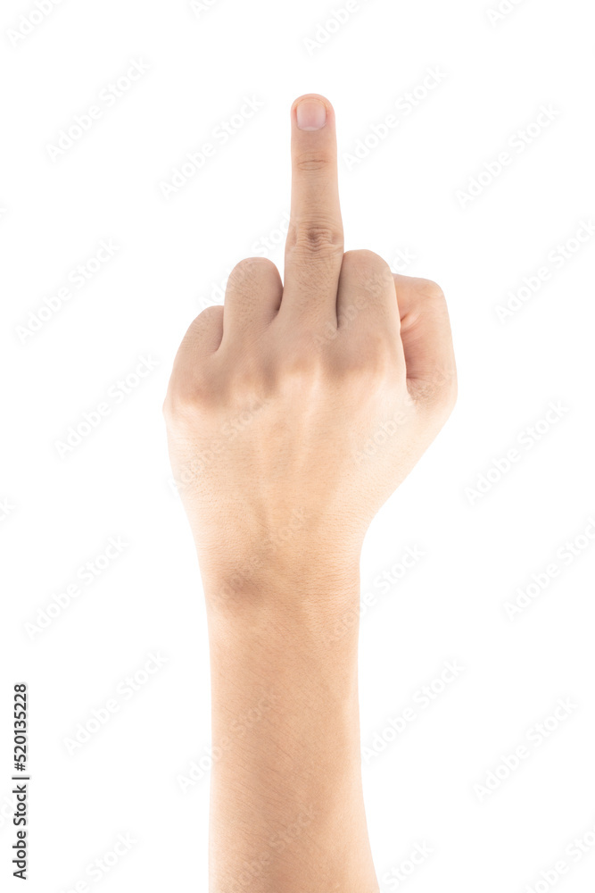 Middle finger, Isolated on white background, Clipping path Included. Middle finger, Isolated on white background, Clipping path Included.