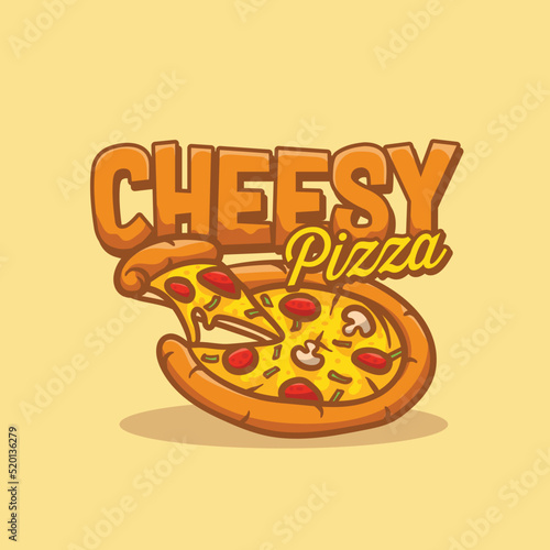 Cheesy Pizza Hand Drawn Vector Doodle Illustration vector graphic of perfect for fast food, pizzeria, cafe, t shirt, sticker, print, banner, bar, restaurant ect