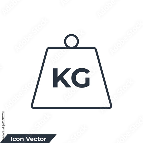weight icon logo vector illustration. Kilogram dumbbell symbol template for graphic and web design collection