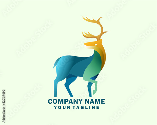 horned deer logo with full color design