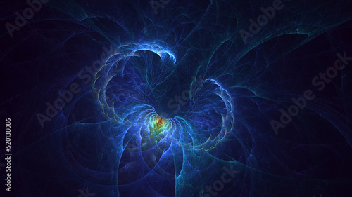 3D rendering abstract multicolor fractal light background