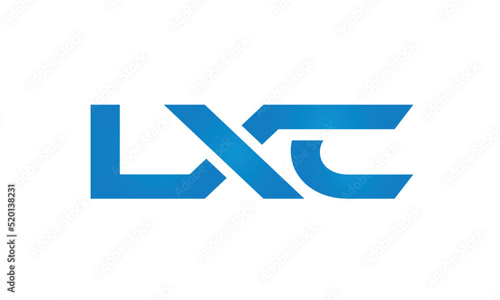 Connected LXC Letters logo Design Linked Chain logo Concept Connected LXC Letters logo Design Linked Chain logo Concept