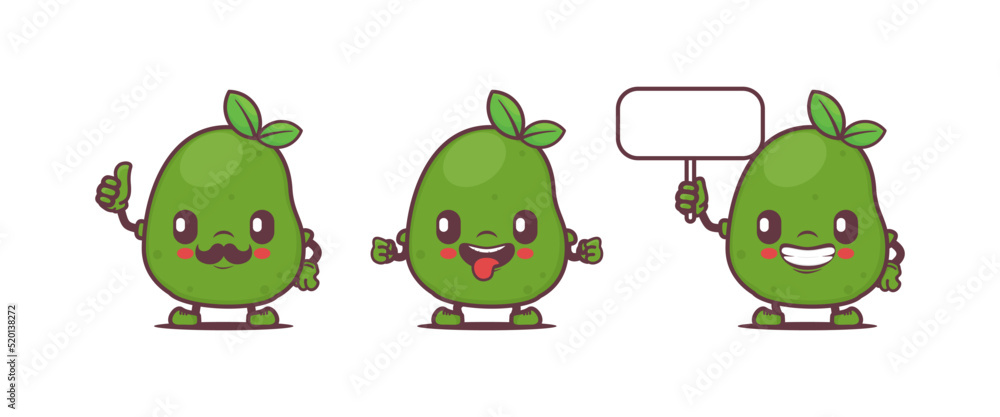 green avocado cartoon mascot. fruit vector illustration green avocado cartoon mascot. fruit vector illustration
