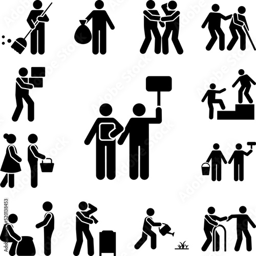 Demonstration protest people strike icon in a collection with other items