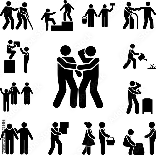 Help charity man icon in a collection with other items