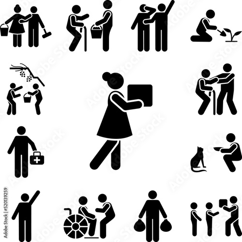 Help woman icon in a collection with other items
