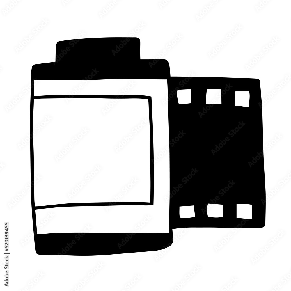 Doodle Film Strip vector illustration. Hand drawn simple photographic film vector isolated Doodle Film Strip vector illustration. Hand drawn simple photographic film vector isolated