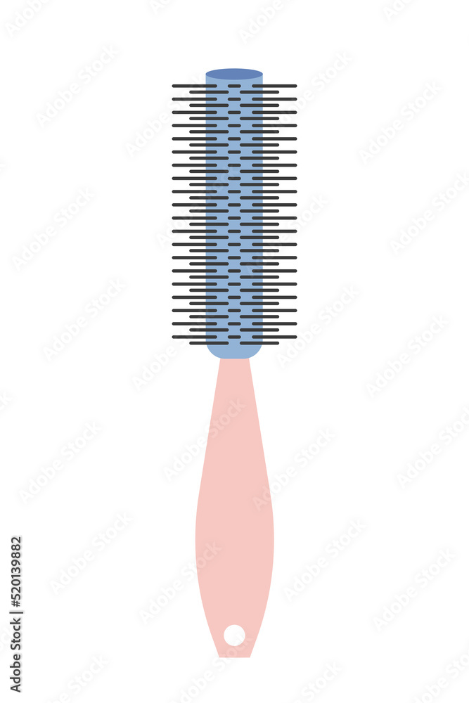 Flat hairbrush for styling vector illustration. Comb hairdresser tool isolated