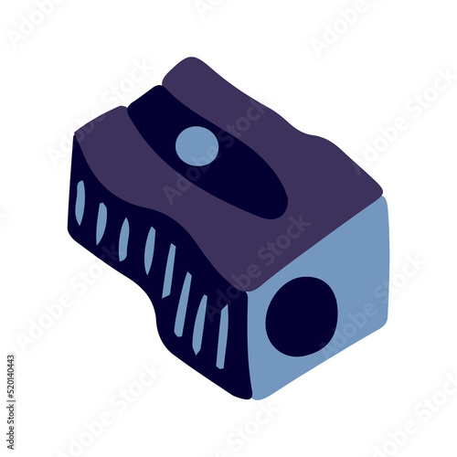 Vector hand drawn sharpener illustration. Doodle blue sharpener isolated