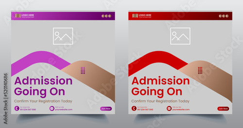 school admission or education social media template premium vector, back to school admission social media post template