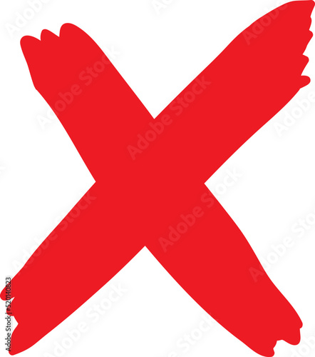 red cross mark with brush style vector cartoon illustration