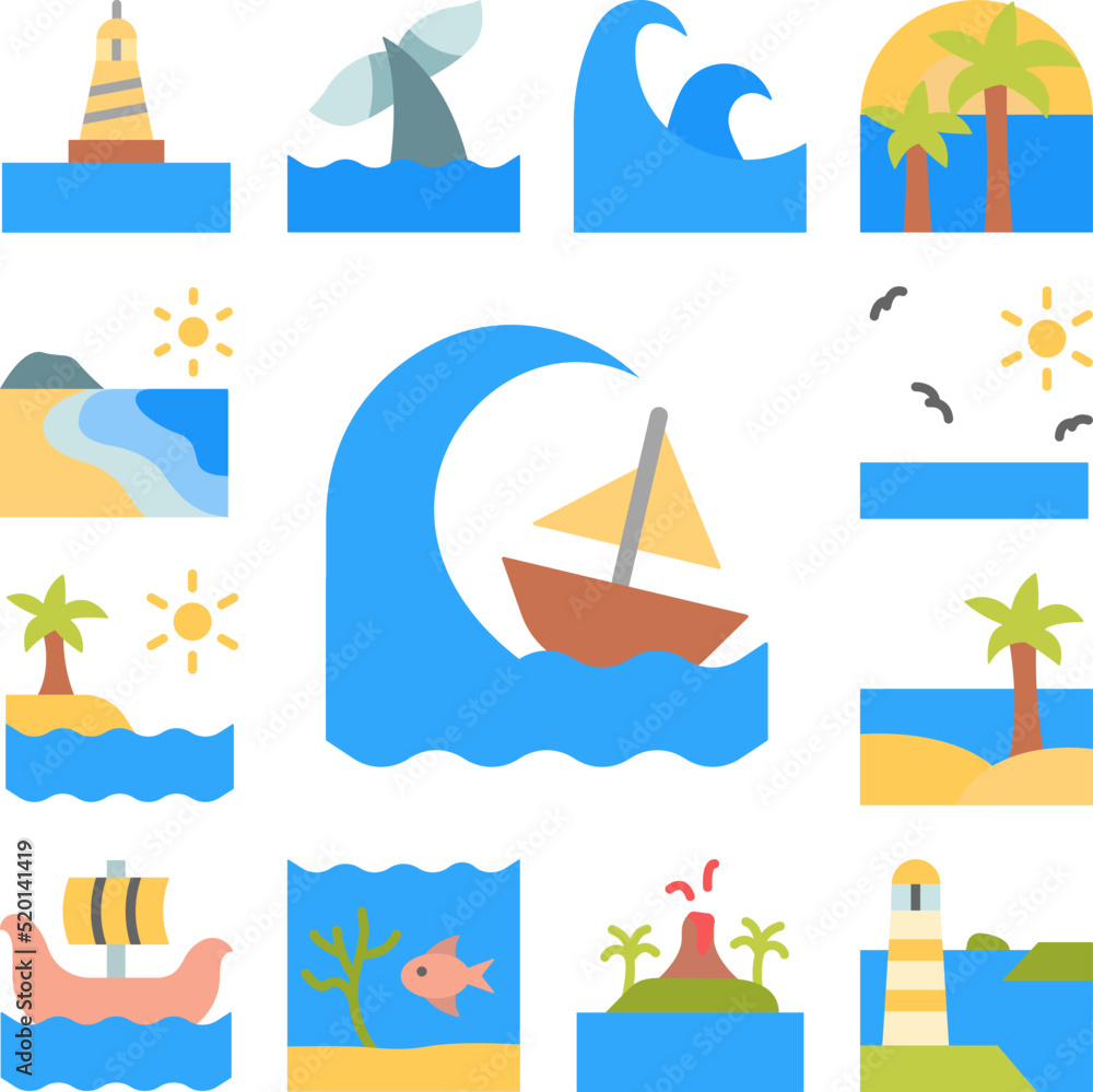 Obraz premium Storm, wave, boat, ocean icon in a collection with other items