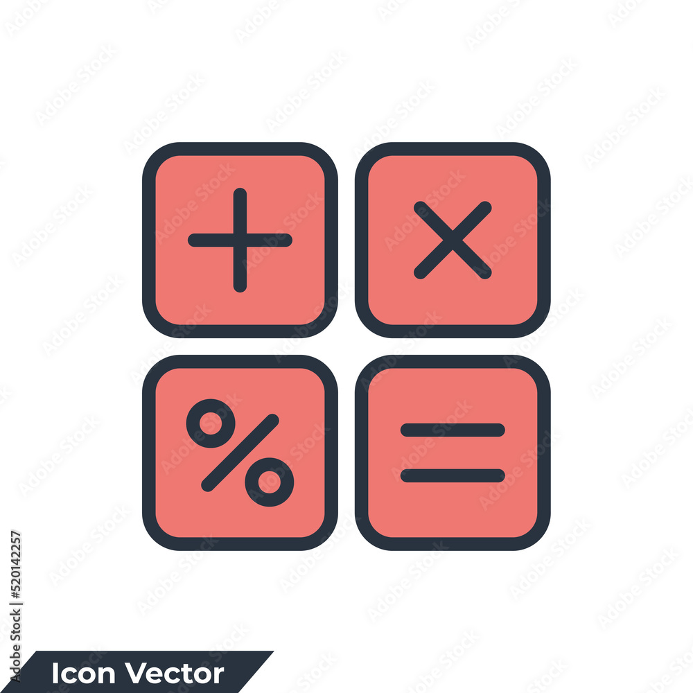 Obraz premium calculator icon logo vector illustration. finances symbol template for graphic and web design collection