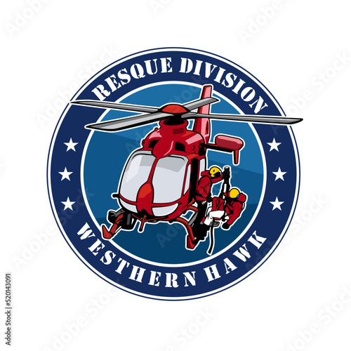 helicopter rescue division illustration design