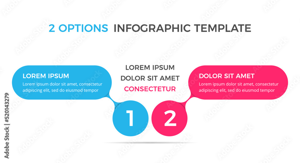 Infographic template with 2 options with place for your text Infographic template with 2 options with place for your text