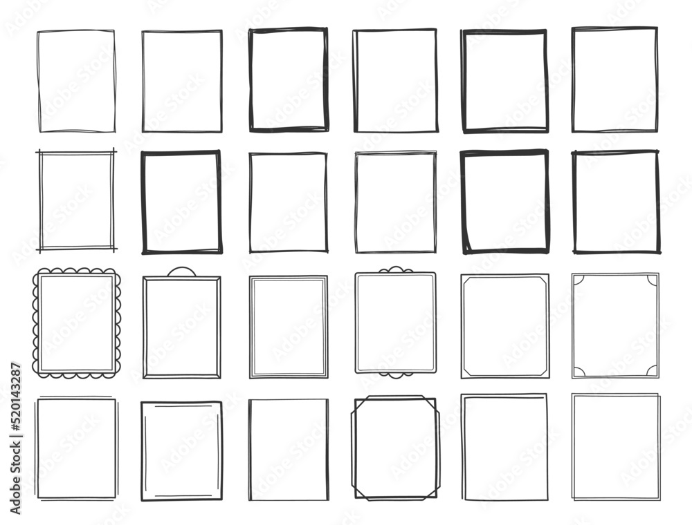 Set of handdrawn vertical frames Set of handdrawn vertical frames