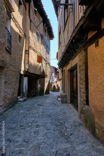 Narrow cobbled streets of  La Alberca  a small town in Spain. It was the first Spanish town declared a Historic-Artistic Site  in 1940.